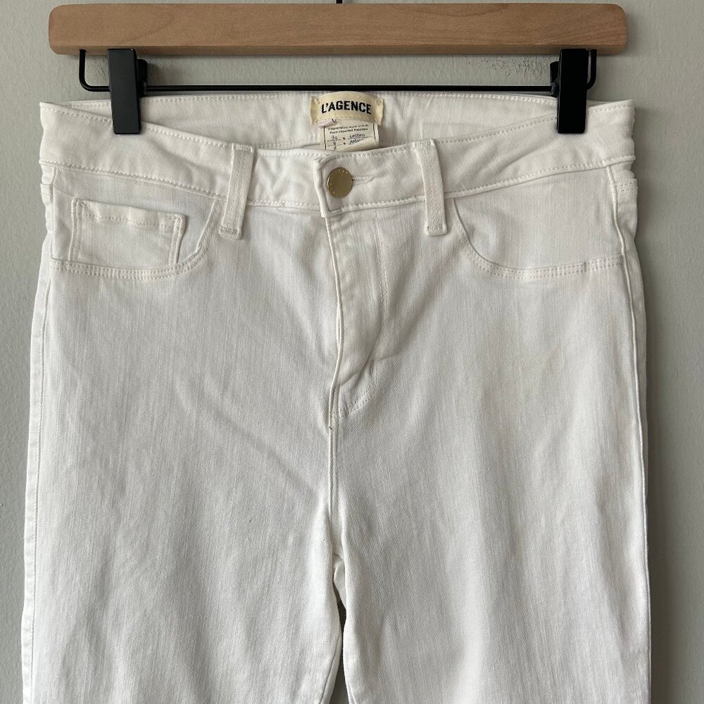 L’AGENCE Andrea Skinny Jeans Women 29 High Rise White Denim - Picture 2 of 10